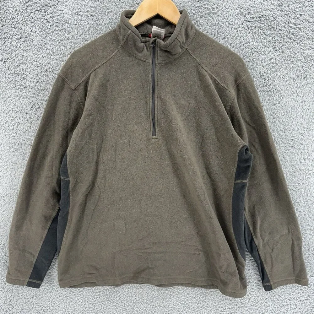 North Face Sweater Mens XL Green Black Trim 1/4 Zip‎ Sweatshirt Mock Neck READ